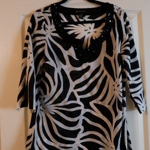 Black and White Jeweled Tunic